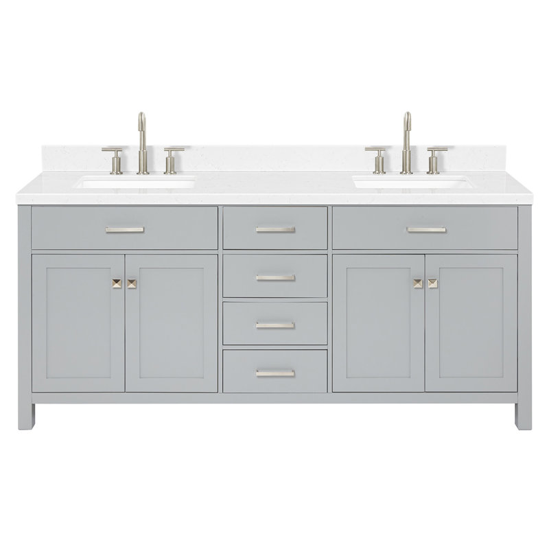 Ensemble de meuble-lavabo double Abbate, Gris, Rectangulaire, 72"