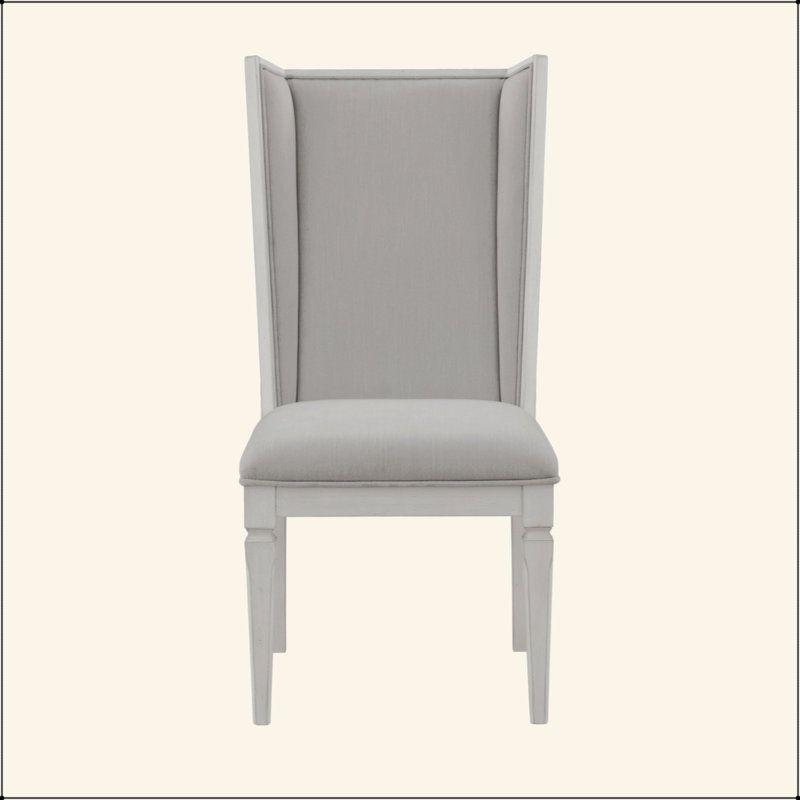 Ensemble de 2 chaises d'appoint Katia en lin gris clair et blanc vieilli