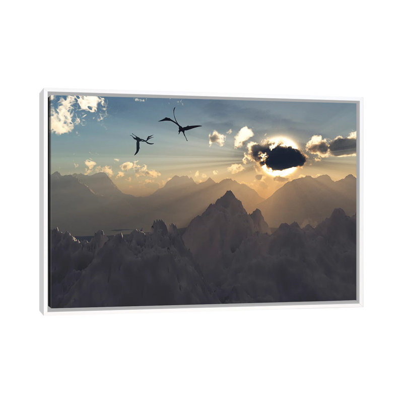 Quetzalcoatlus Flying High In Cretaceous Skies. by Mark Stevenson - Floater Frame Print on Canvas