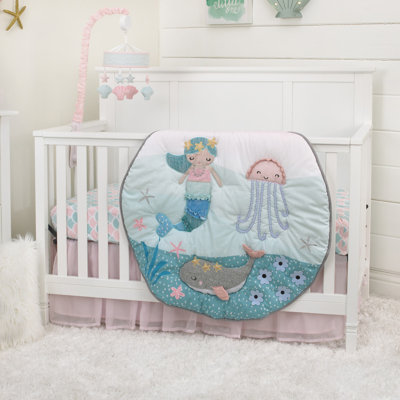 Amburgey Mermaid 4 Piece Crib Bedding Set