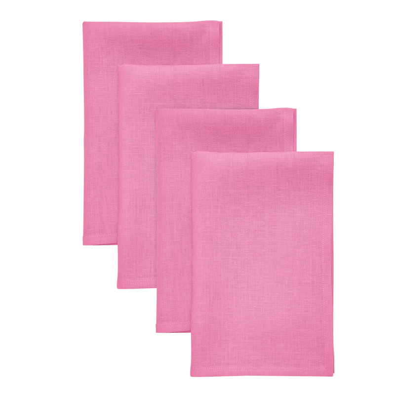 100% Pure Linen Dinner Napkins - Fete, Flamingo Pink