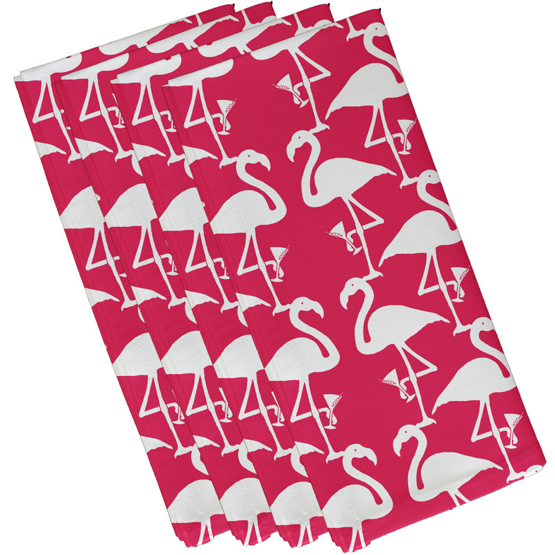 Ensemble de serviettes 4 pièces Josefien Flamingo Martini, Blanc