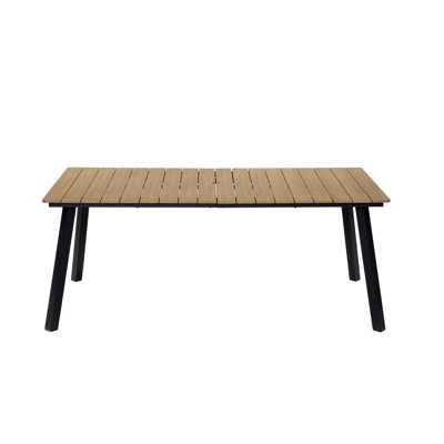 Outdoor Folding Dining Table For 4-6, Steel Frame With Umbrella Hole For Patio, Garden, Backyard, Deck, Poolside