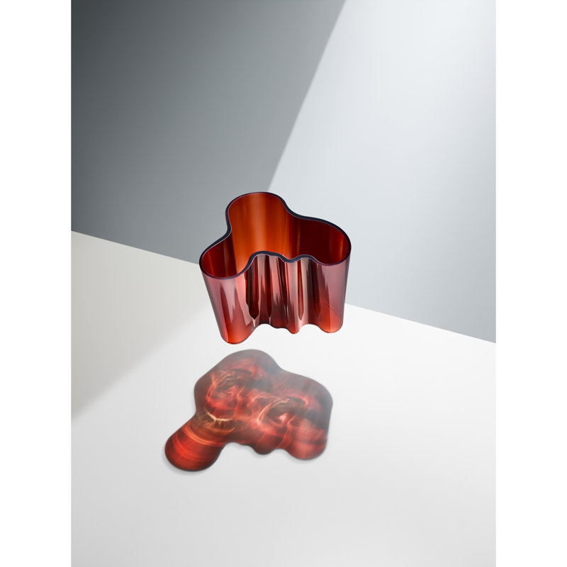 Aalto Glass Table Vase, 6.3" H x 8.19" W x 8.19" D, Red