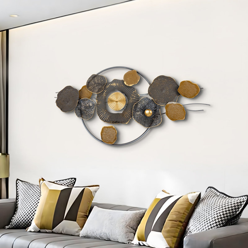 Grand bureau mural décoratif en métal rustique gris, noir, 48 pouces, 123 cm