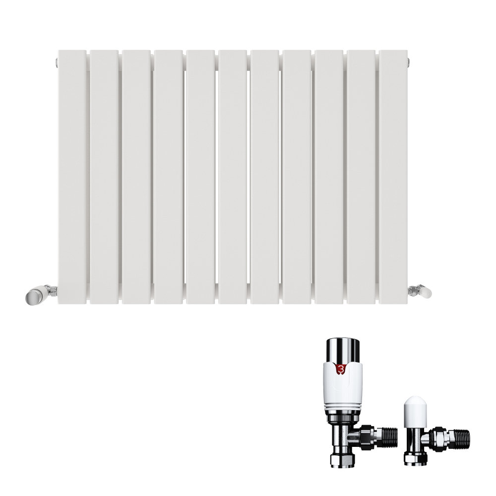 iBathUK Belgravia Horizontal Double Slim Flat Panel Radiator Angled Valve