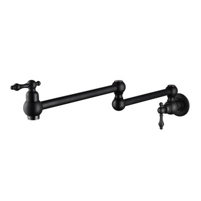Robinet de lavabo mural noir mat, laiton, bras pour remplissage rapide et sans tracas, poignées doubles pour gérer la symétrie du débit d'eau, support de revêtement anti-corrosion en noir, débit réglable en douceur,