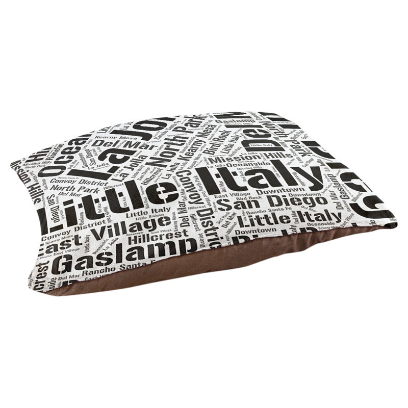 Coussin de chien « districts », Noir, Grand (l 40 po x P 30 po x H 14 po), San Diego