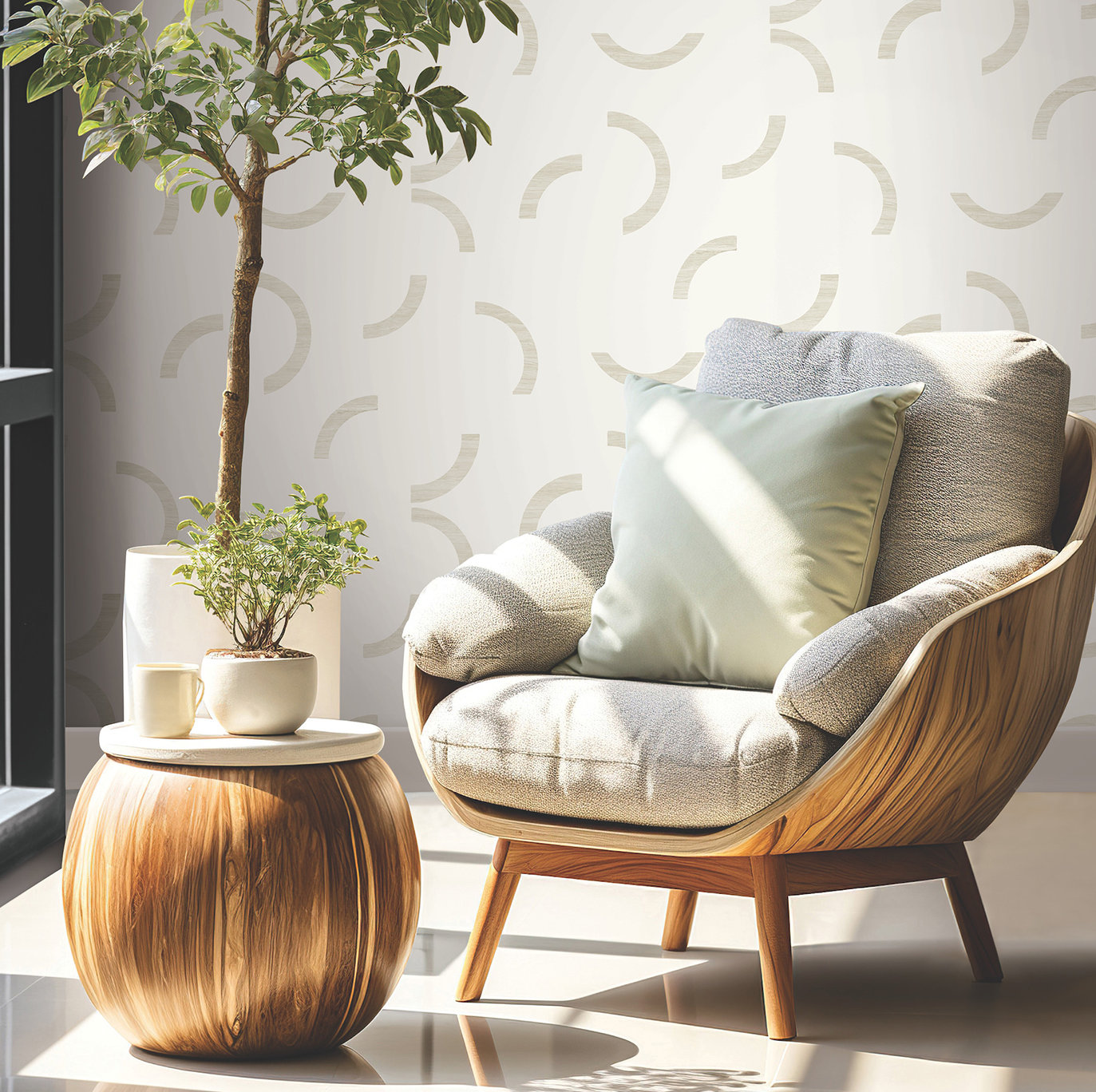 Grabiel Wallpaper Double Roll, Ivory