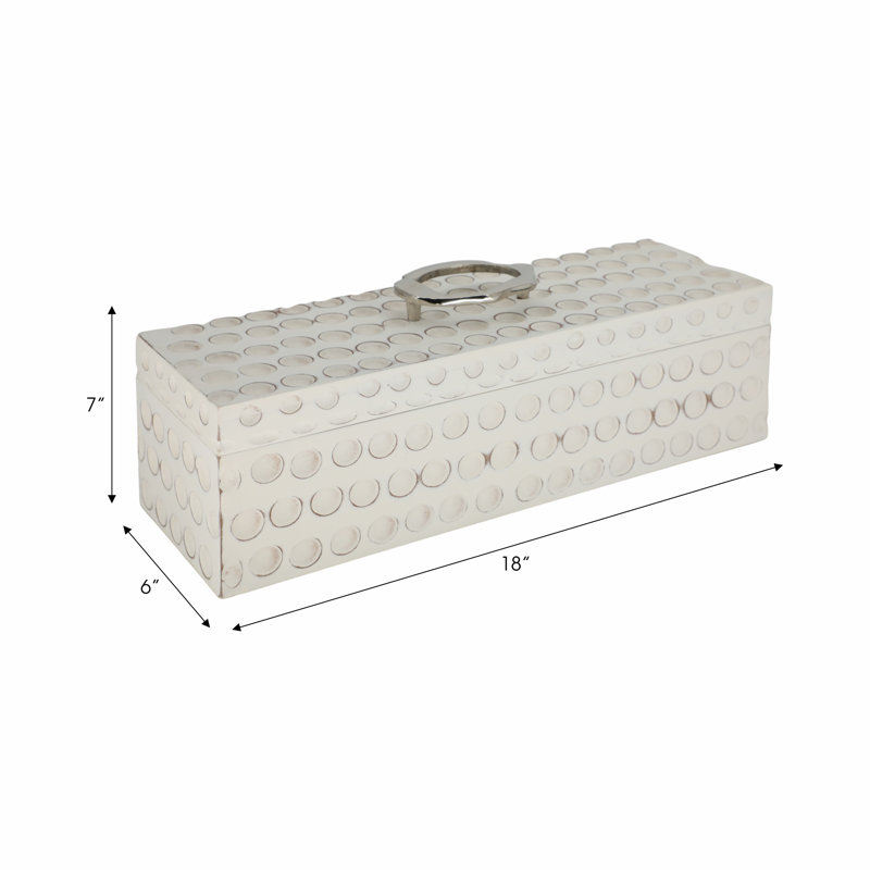 18" Griffon White Wood Box, White