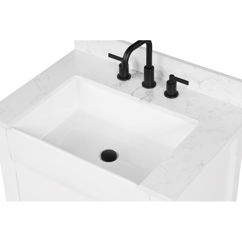 Meuble-lavabo simple 30 po Dilkhush Dove, Quartz blanc, Blanc