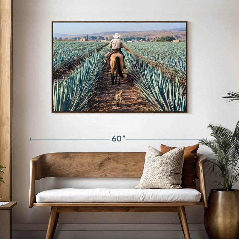 Inspecter la plantation d'agave, 46 po x 31 po, Cadre flottant noyer