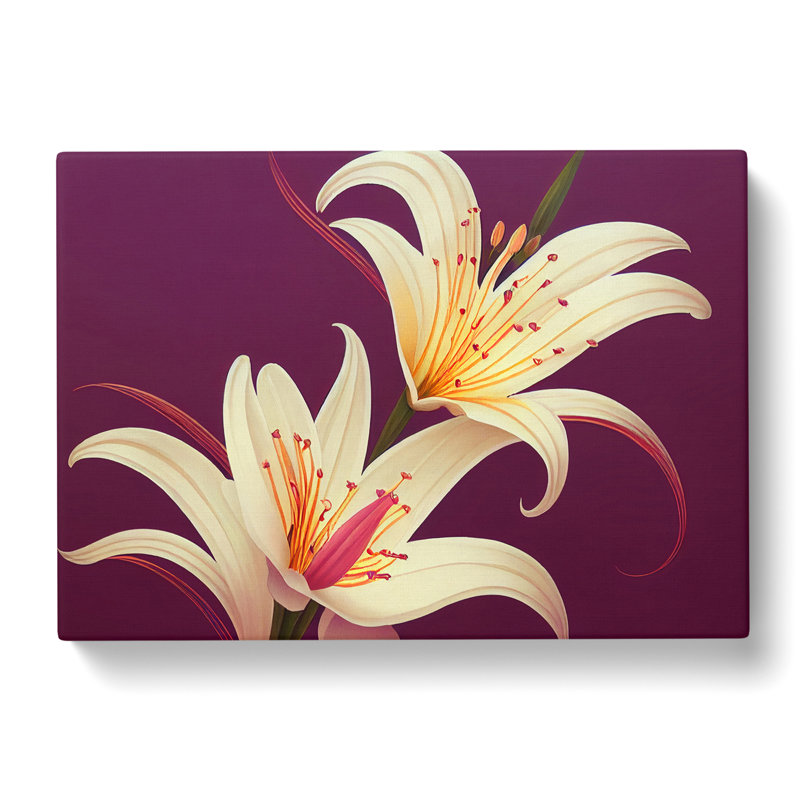 Dazzling Lily Flowers - Wrapped Canvas Print, 35cm H x 50cm W x 3cm D