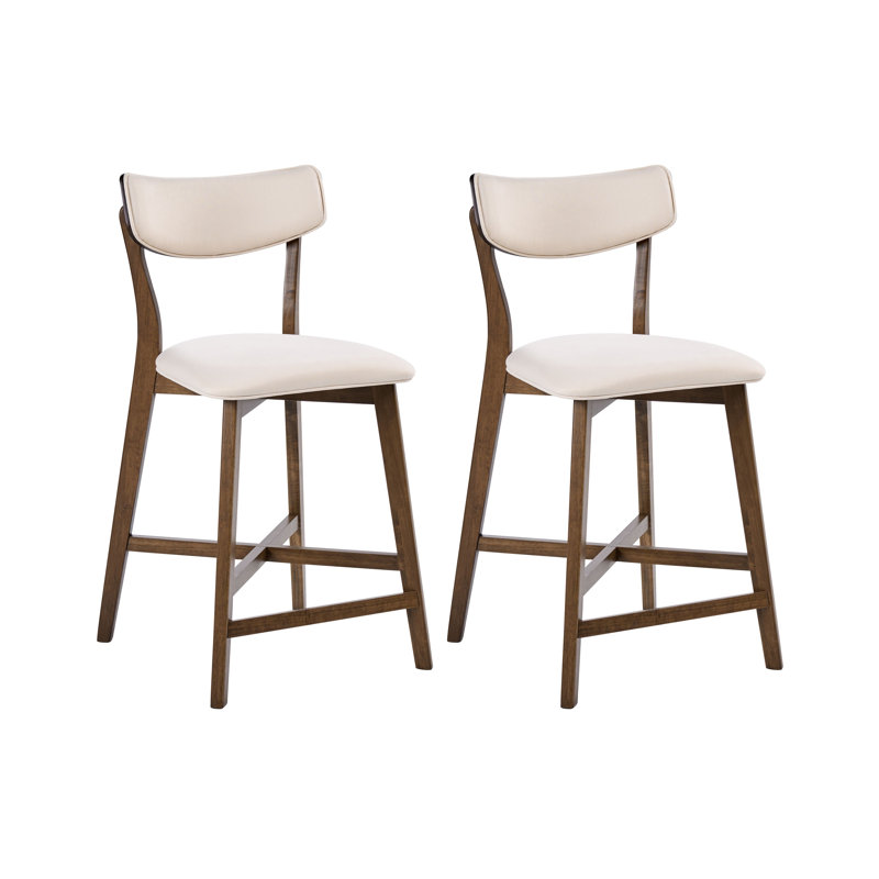 Upholstered Counter Stool with Solid Wood Frame