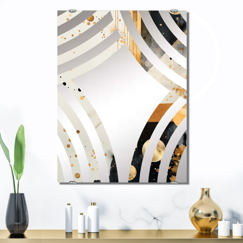 Wainberg - Grand miroir mural à collage abstrait, 32 po x 24 po