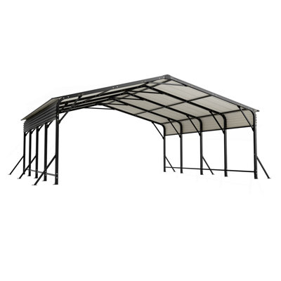20'x20' Galvanized Steel Carport Canopy, Heavy Duty Triangle Reinforced Frame, UV-Proof Waterproof Roof, Large Capacity for Car, SUV, Boat, Tractor