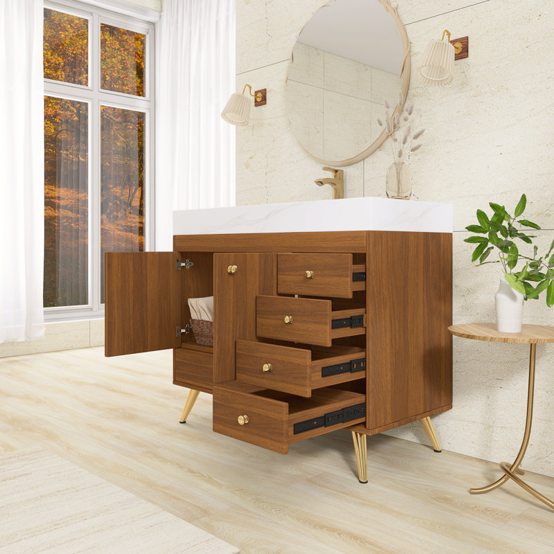 Ensemble de meuble-lavabo autoportant 36 po avec comptoir en faux marbre 36 po, White