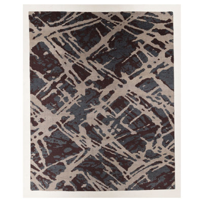 Handmade Cotton and Silk Abstract Area Rug