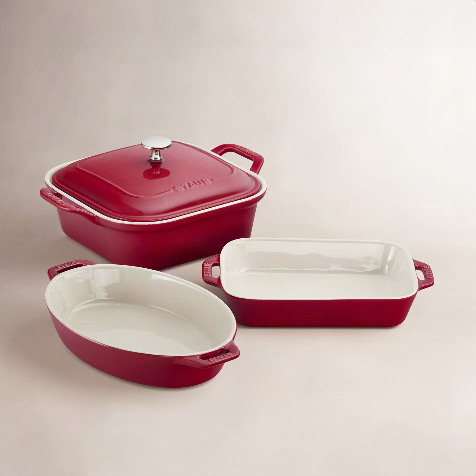Ceramique 4-Piece Ovenware Set, Cherry