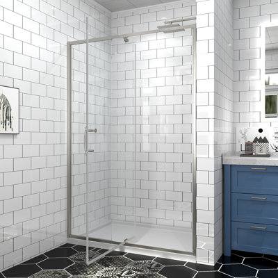 Porte de douche coulissante semi-sans cadre pivotante l 44 "à 48" x H 71 "Privdr Privdr
