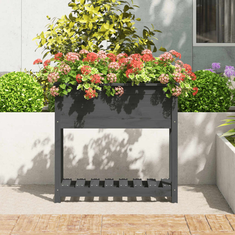 Aalap Wood Raised Garden Bed, Grey, 81cm H x 82.5cm W x 34.5cm D