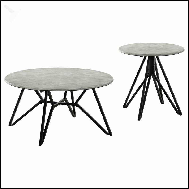 Ensemble de table basse et de table ronde 2 pièces Garfield, en ciment, durable et élégant pour les espaces modernes