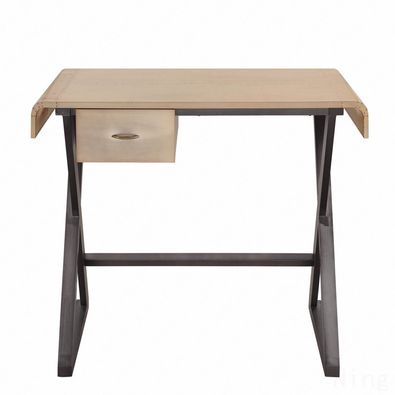 Gold Aluminum Rectangular Writing Desk