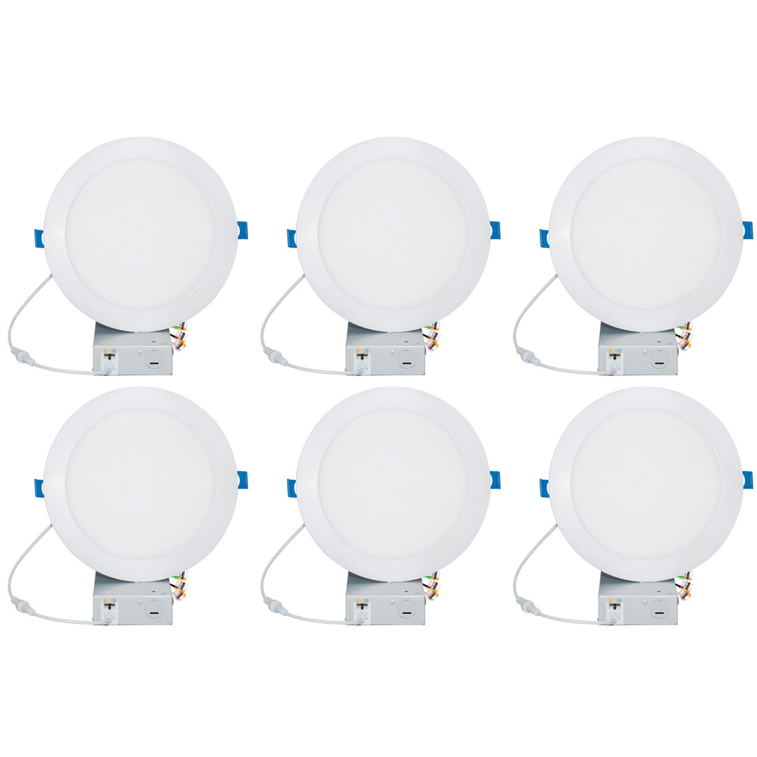 8'' Selectable Color Temperature Dimmable Air-Tight IC Rated LED Canless Recessed Lighting Kit (Set of 6) MW LIGHTING