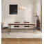 Table de salle à manger rectangulaire de style français rétro et simple avec dalle de roche en travertin-1934175444