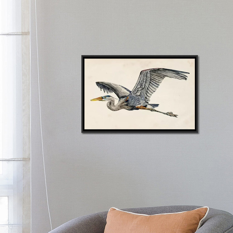 «Blue Heron Rendering III» par Melissa Wang - reproduction d'art graphique sur toile, H 18 po x l 26 po x P 1,5 po