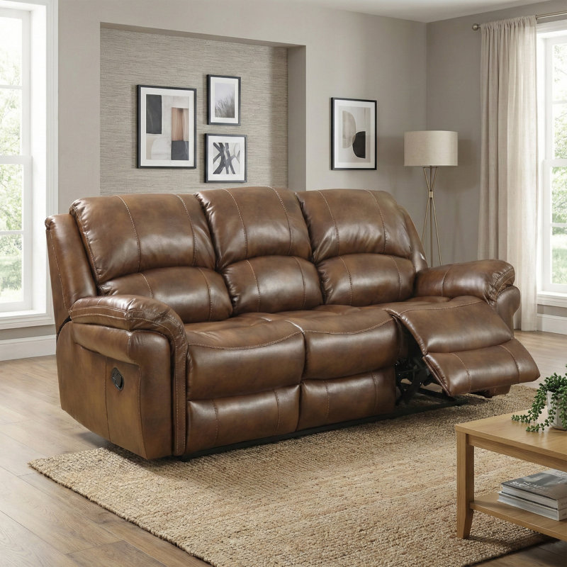 Arles 3 Seater Reclining Sofa, Tan, Manual