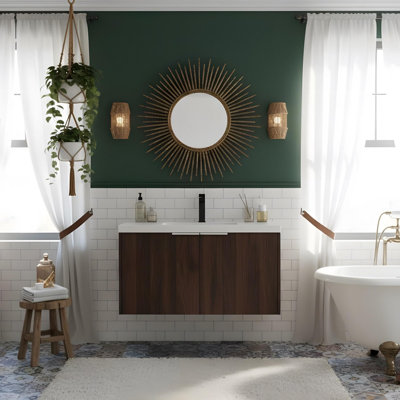 Meuble-lavabo à fermeture en douceur avec lavabo