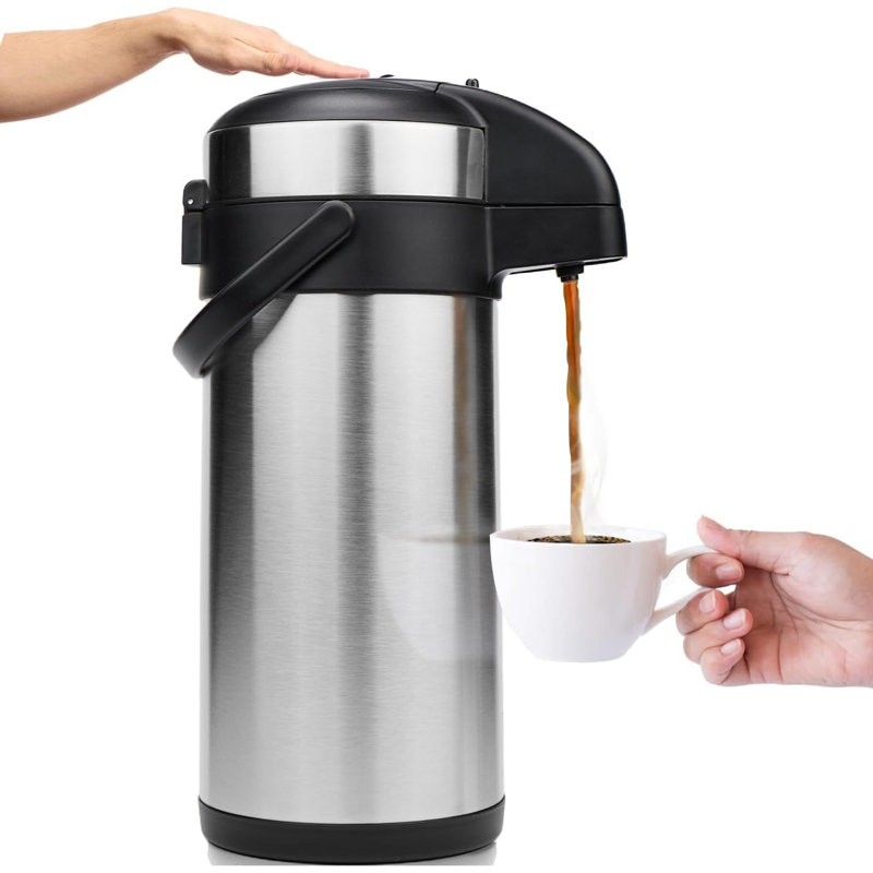 Vondior Airpot Coffee Distributeur avec pompe - Distributeur de boissons isotherme en acier inoxydable - 176 oz