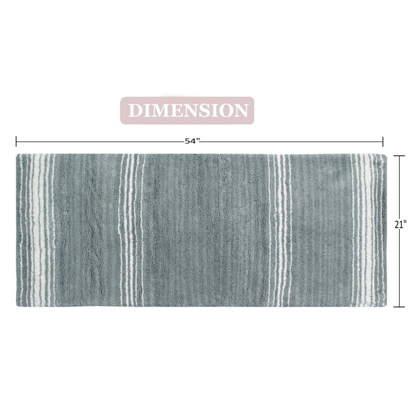 Tapis pour salle de bain 100% coton avec envers en latex, Gris, Simple - L 21 po x l 54 po