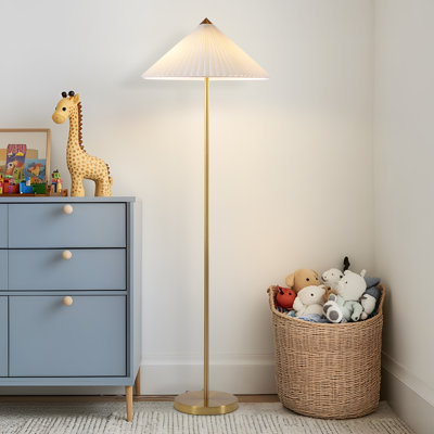 Lampe sur pied DEL dorée de 62 po avec abat-jour cône plissé Sienna
