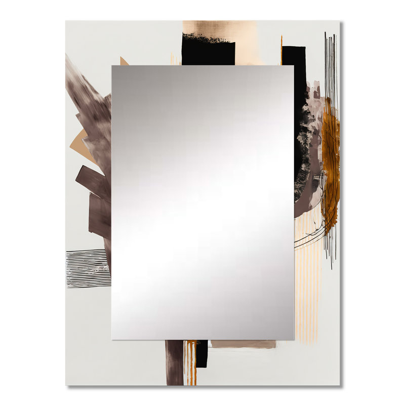 Warm Watercolor Abstract I - Abstract Unique Wall Mirror Decor, Black Large Mirror, Printed Metal Art, 32" x 24"