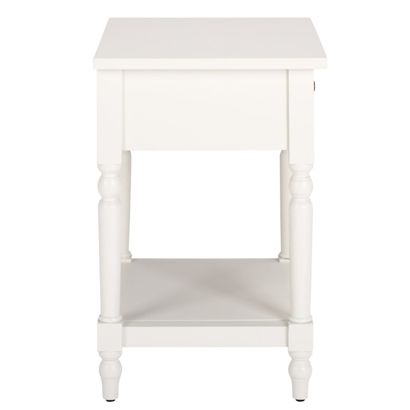 Sadie Solid Wood End Table with Storage, Shady White