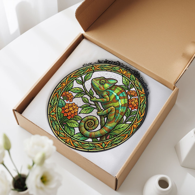 Panneau de vitrail en verre coloré caméléon - 7,8H, H 7,8 po