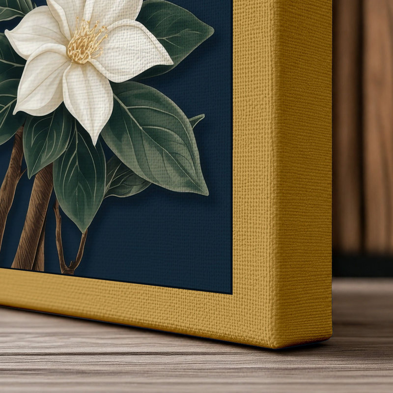 Study in Ivory Botanical - Wrapped Canvas, 30x20 - 76.2 x 50.8 cm, Ochre Border