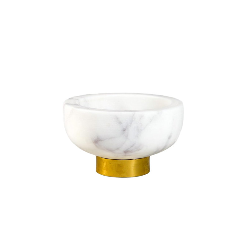 Bol en marbre blanc Everly Quinn avec anneau en laiton, bol décoratif multi-usage - Utiliser comme bol de centre de table, bol de fruits, paquet de 12