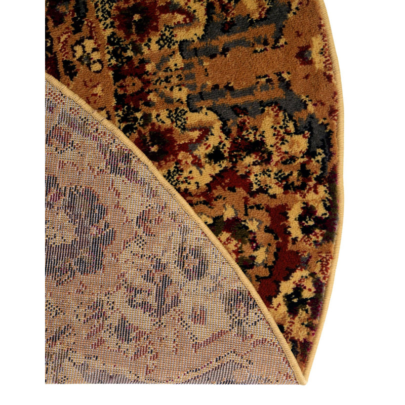 Tapis oriental bourgogne / beige / vert / gris Alameda, Rond 7 pi 1 po