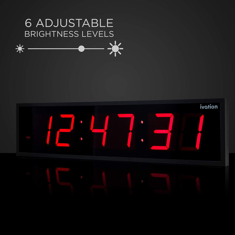 Ivation Oversized 36-Inch Red LED Digital Wall Clock