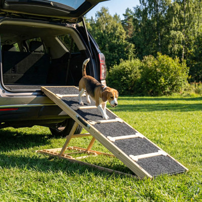 15.4‑32.7" Height Adjustable Solid Wood Dog Ramp