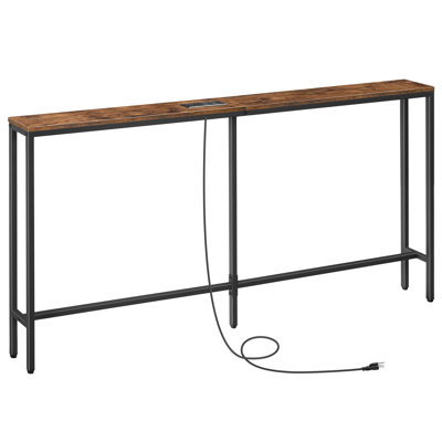 Rustic Console Table With Charging Station Narrow Sofa Table Behind Couch Table With Outlets And USB Ports