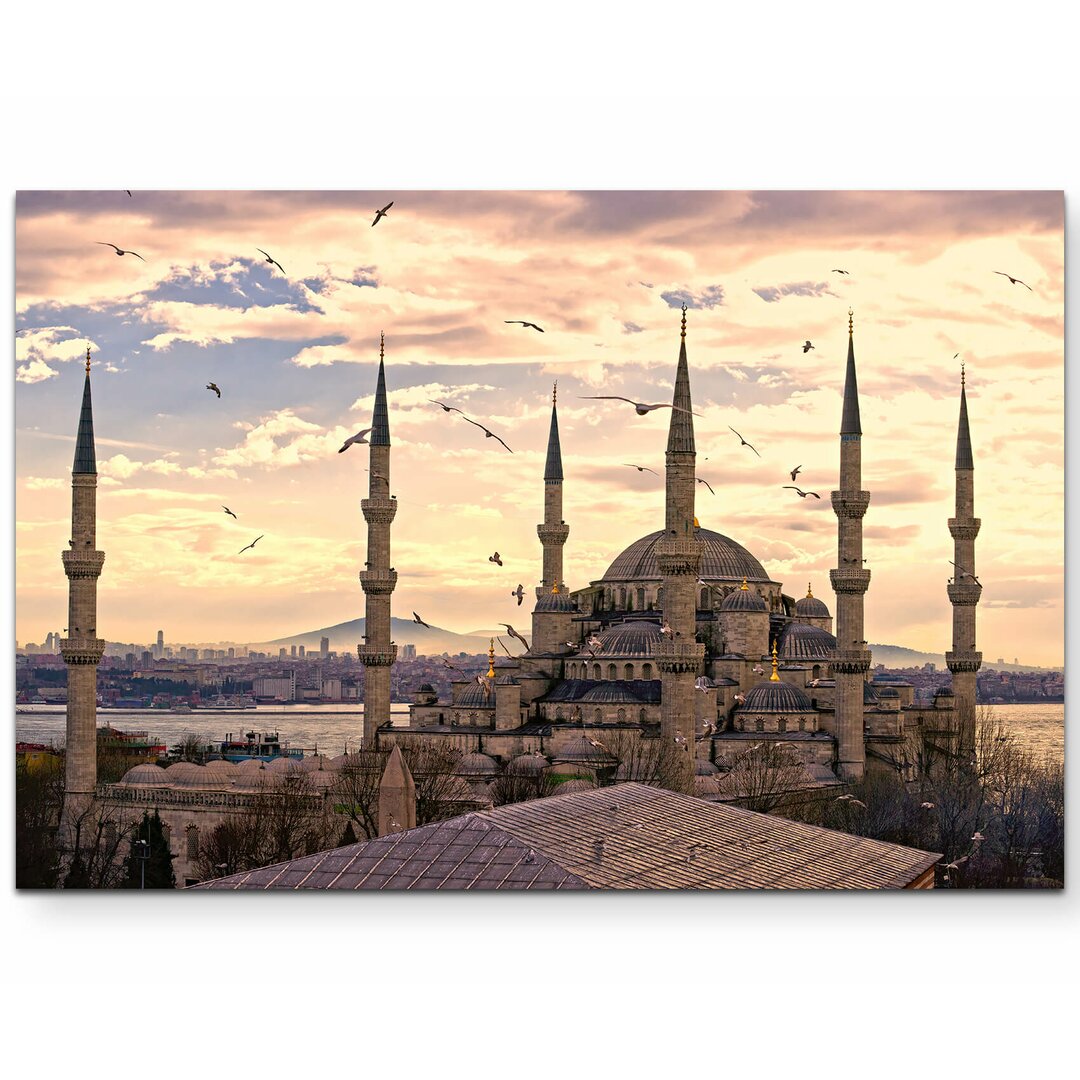 Leinwandbild Sonnenuntergang über der blauen Moschee – Istanbul