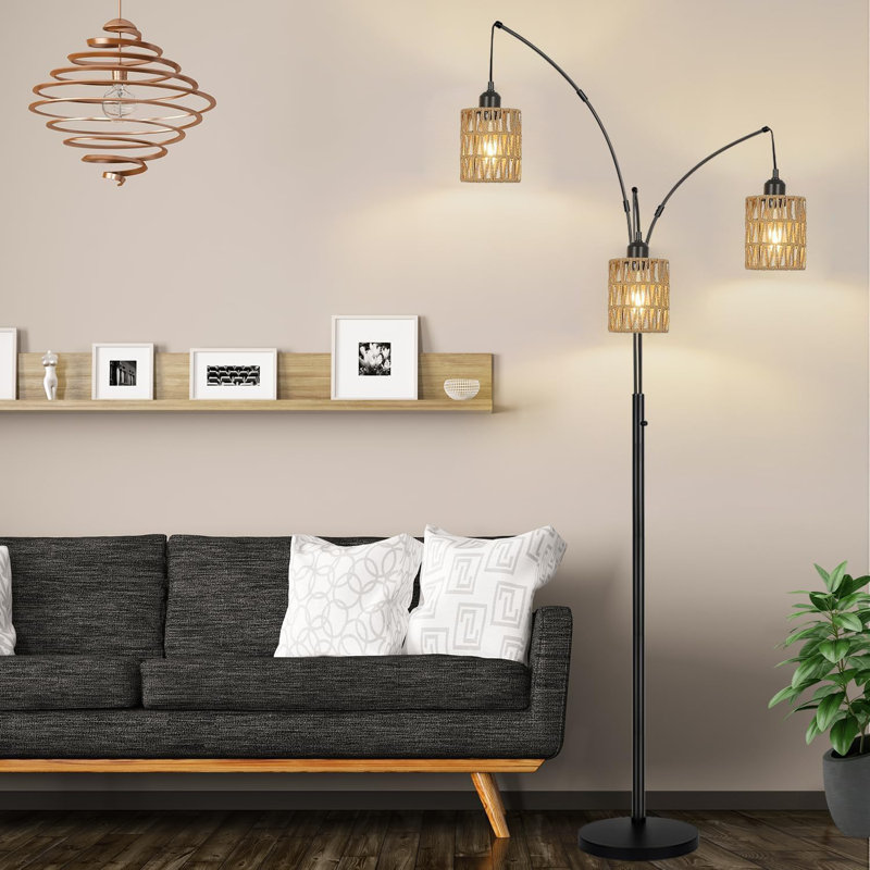 Ensemble de 3 abat-jours en rotin Boho - Abat-jour cylindriques tissés pour luminaires suspendus, appliques murales, lampes sur pied