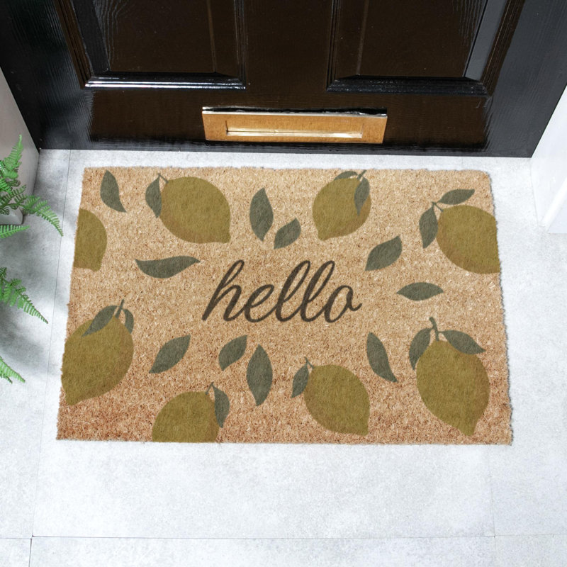 Hello Lemons Coir Doormat, 40cm W x 60cm L