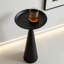Table à boissons ronde en acier de 24 po de hauteur avec base fuselée, table d'appoint minimaliste moderne pour le salon et la chambre à coucher - Finition noire