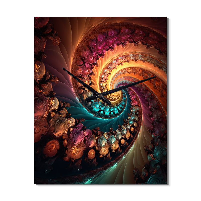 Horloge murale Dark Rainbow Fractal Spiral I - Fractals, H 32 po x l 16 po x P 1 po