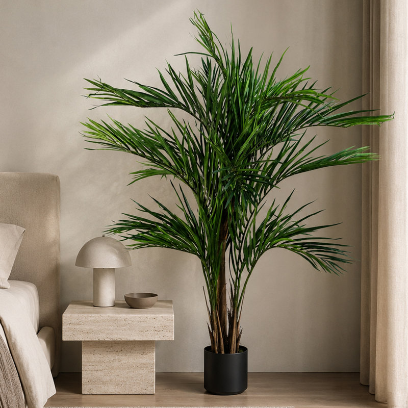 Artificial Palm Tree in Pot, 130cm H x 100cm W x 100cm D